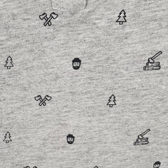 Cabin Fever Hiking Camping Print Cotton Blend Short Sleeve Henley - Picture 2 of 5
